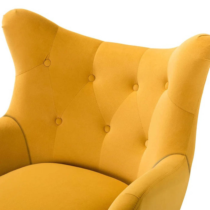 Royal Yellow Tufted Velvet Lounge Chair