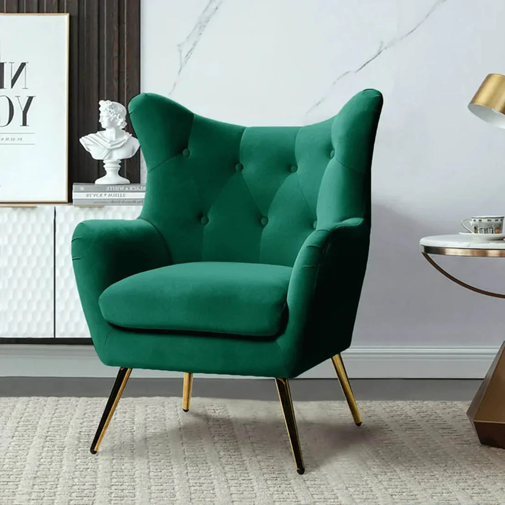 Royal Green Tufted Velvet Lounge Chair - All India Decor