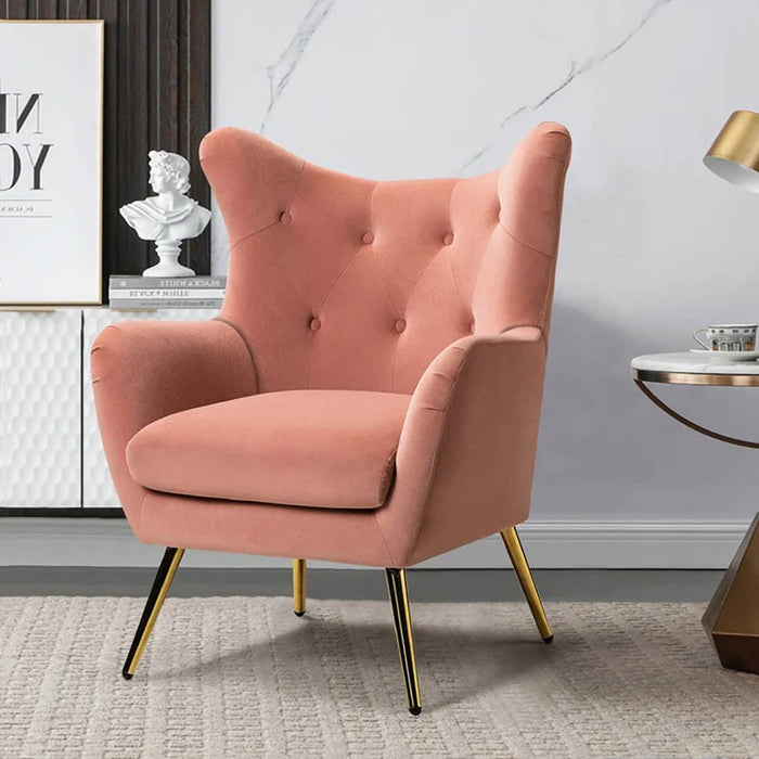 Royal Pink Tufted Velvet Lounge Chair