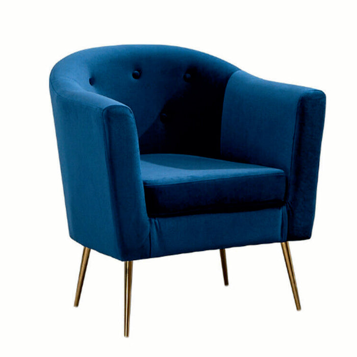 Royal Blue Tufted Round Back Cushiony Lounge Chair