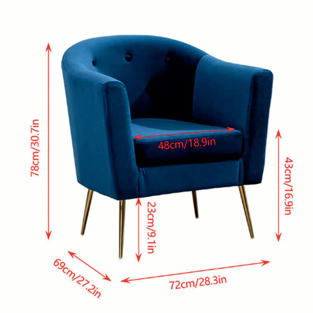 Royal Blue Tufted Round Back Cushiony Lounge Chair - All India Decor