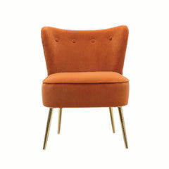 Orange Deep Cushioning Comfy Velvet Lounge Chair