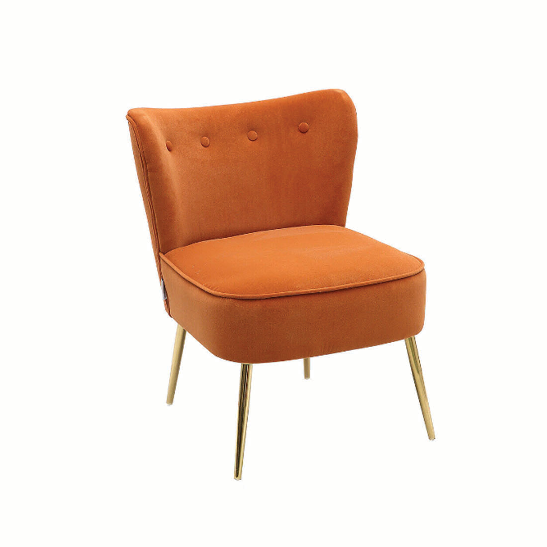 Orange Deep Cushioning Comfy Velvet Lounge Chair