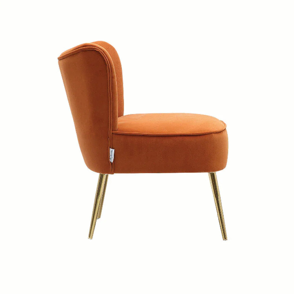 Orange Deep Cushioning Comfy Velvet Lounge Chair - All India Decor