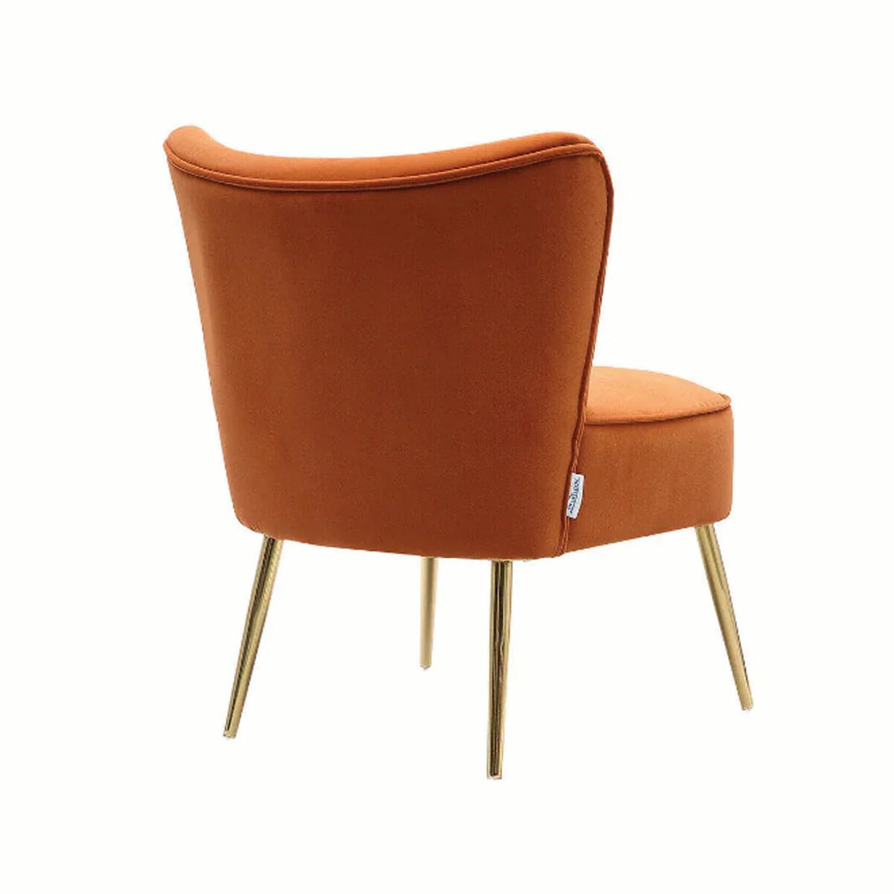 Orange Deep Cushioning Comfy Velvet Lounge Chair - All India Decor