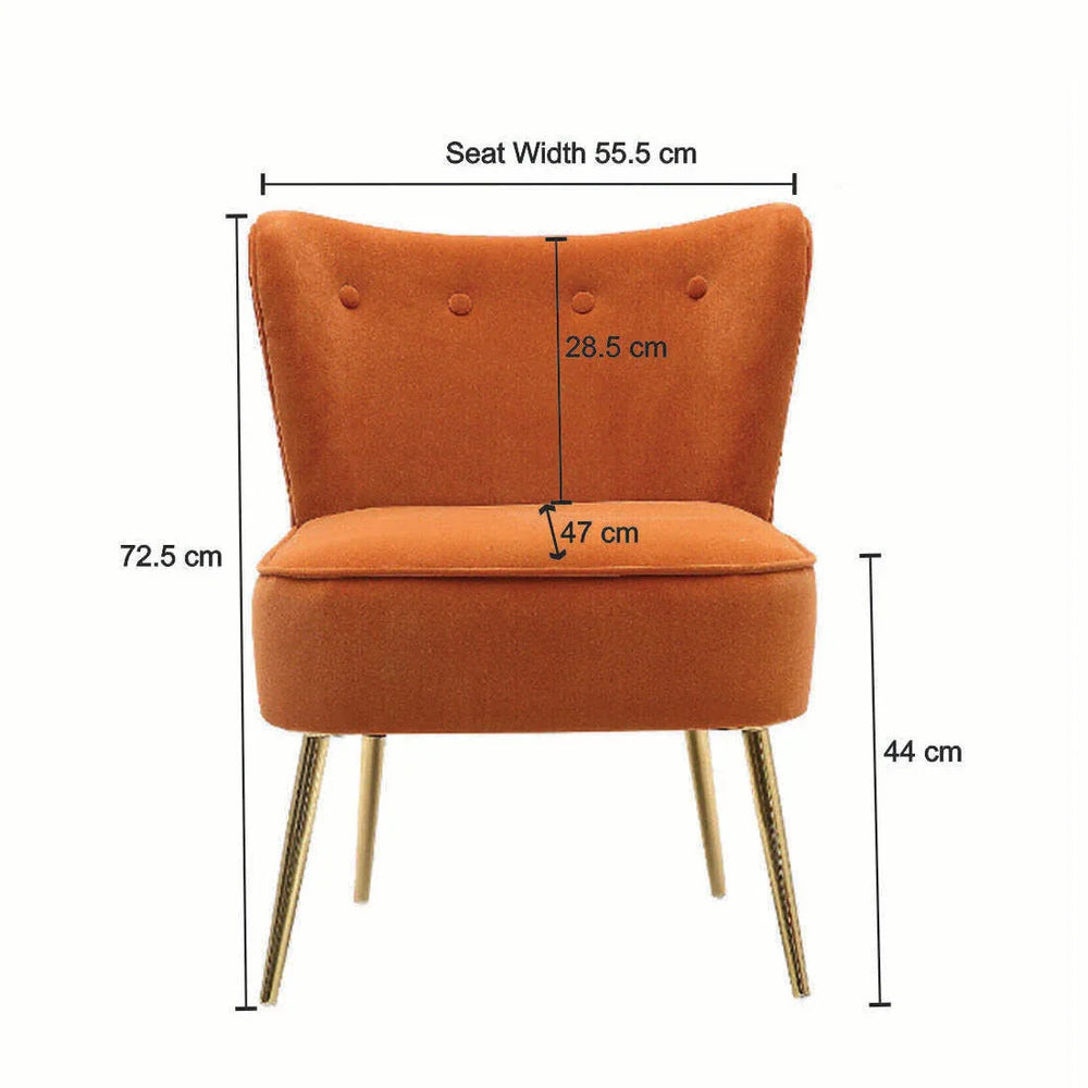 Orange Deep Cushioning Comfy Velvet Lounge Chair - All India Decor