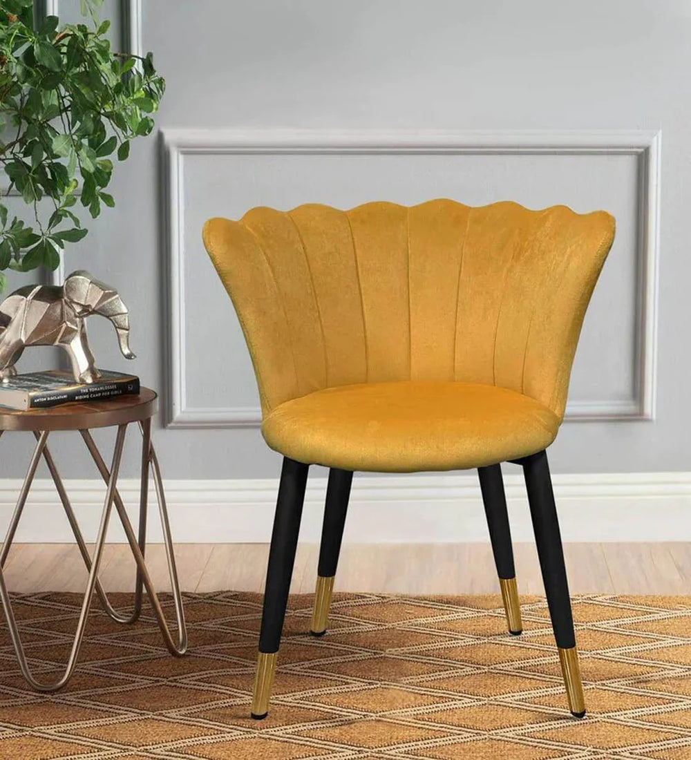 Bright Yellow Rounded Back Velvet Lounge Chair - All India Decor