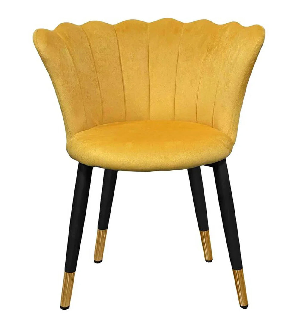 Bright Yellow Rounded Back Velvet Lounge Chair - All India Decor