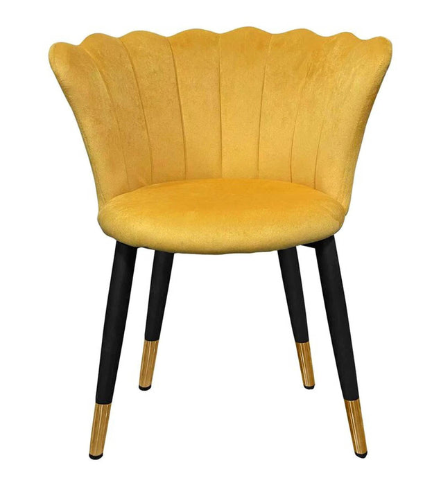 Bright Yellow Rounded Back Velvet Lounge Chair