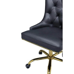 Golden Button Edge Black Leatherette Armchair - All India Decor