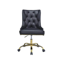 Golden Button Edge Black Leatherette Armchair - All India Decor