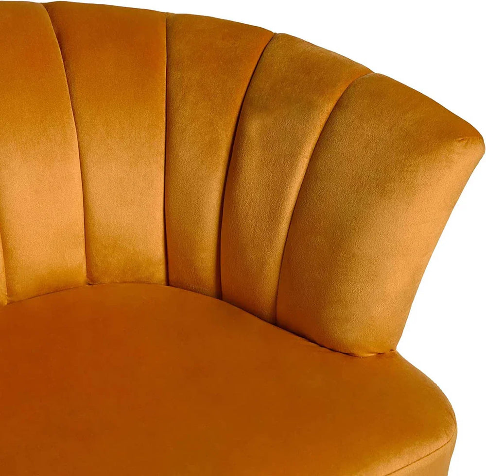 Opening Shell Designer Yellow Velvet Lounge Chair - All India Decor
