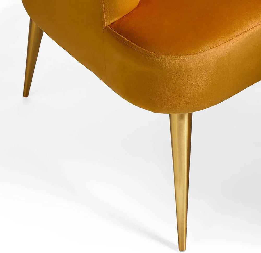 Opening Shell Designer Yellow Velvet Lounge Chair - All India Decor