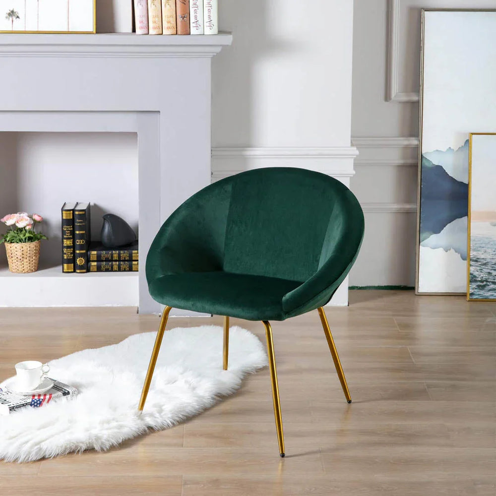 Green Round Shell Back Velvet Lounge Chair - All India Decor