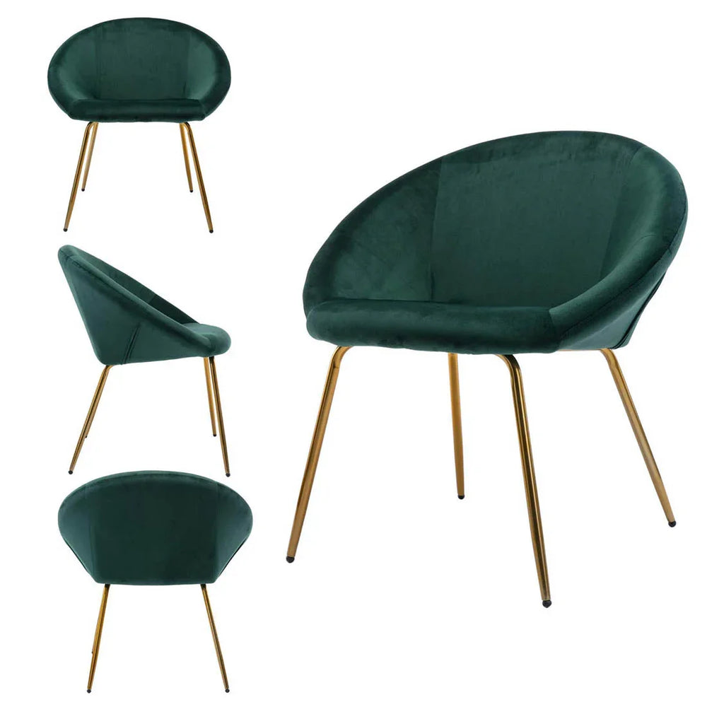 Green Round Shell Back Velvet Lounge Chair - All India Decor