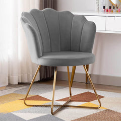 Grey Rounded Back Velvet Lounge Chair