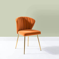 Orange Velvet Tufted Luxury Lounge Chair