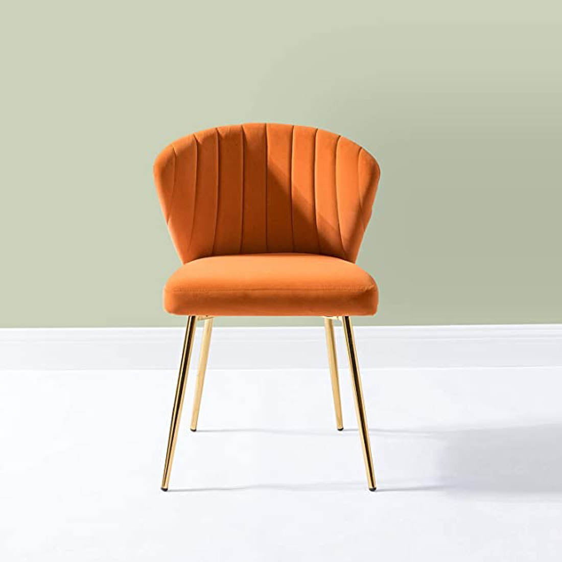 Orange Velvet Tufted Luxury Lounge Chair