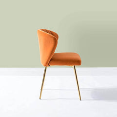 Orange Velvet Tufted Luxury Lounge Chair