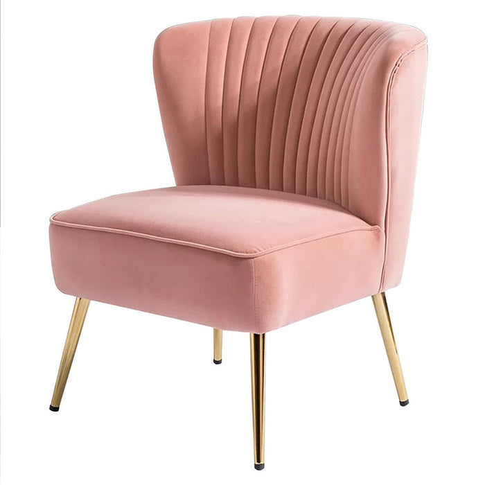 Classic Curved Back Pink Velvet Lounge Chair