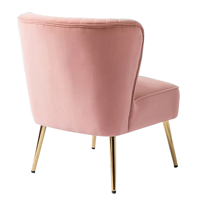 Classic Curved Back Pink Velvet Lounge Chair