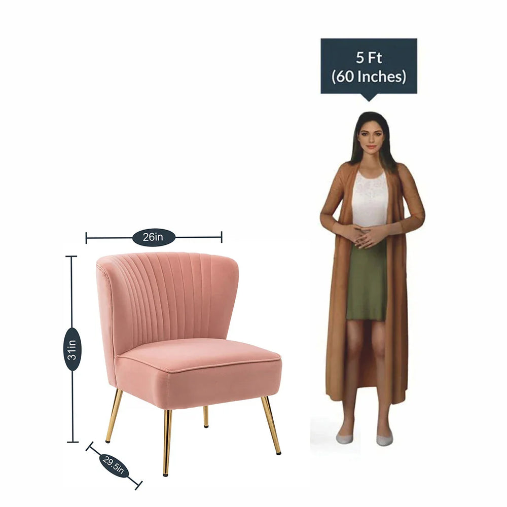 Classic Curved Back Pink Velvet Lounge Chair - All India Decor