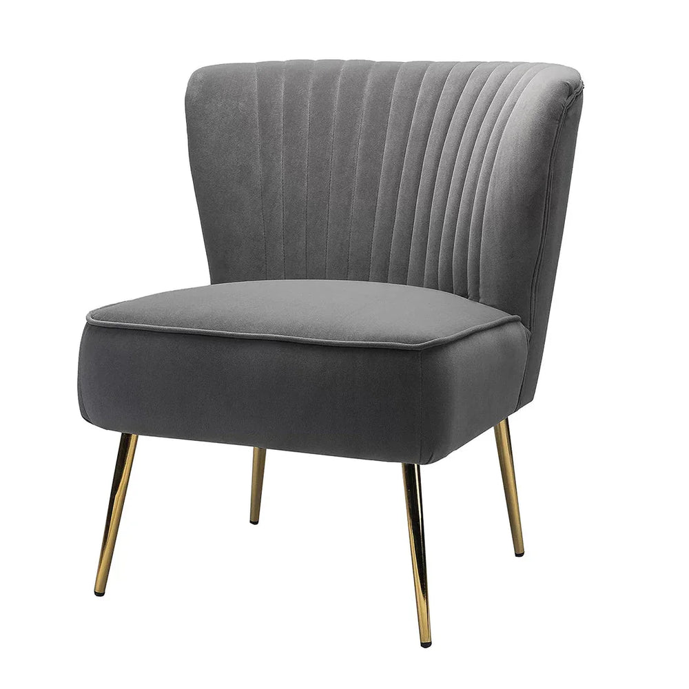 Classic Curved Back Grey Velvet Lounge Chair - All India Decor