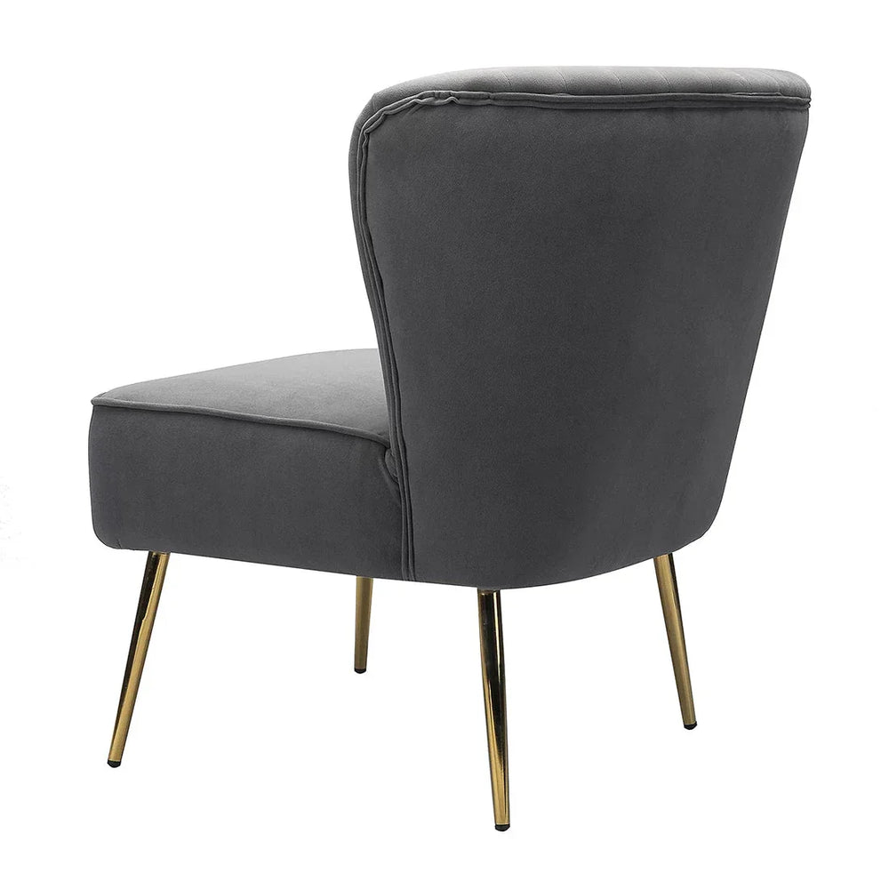 Classic Curved Back Grey Velvet Lounge Chair - All India Decor