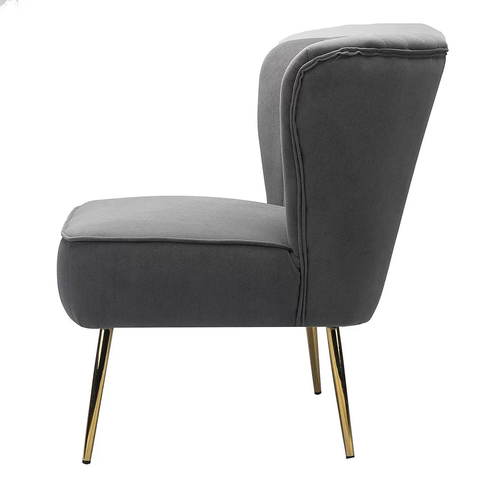 Classic Curved Back Grey Velvet Lounge Chair - All India Decor