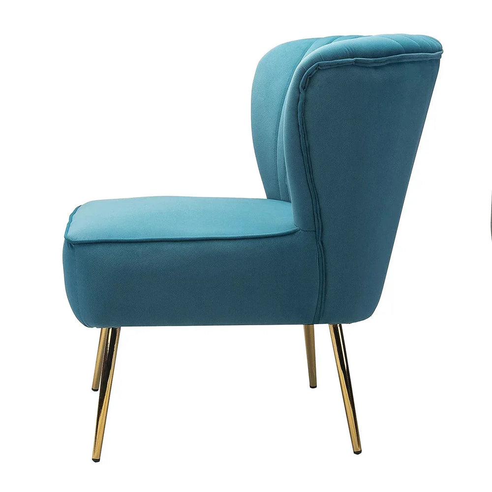 Classic Curved Back Blue Velvet Lounge Chair - All India Decor