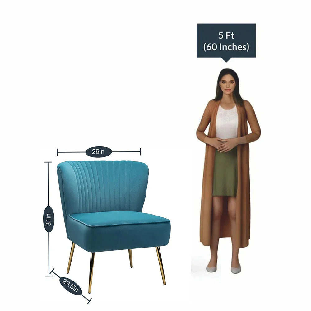 Classic Curved Back Blue Velvet Lounge Chair - All India Decor