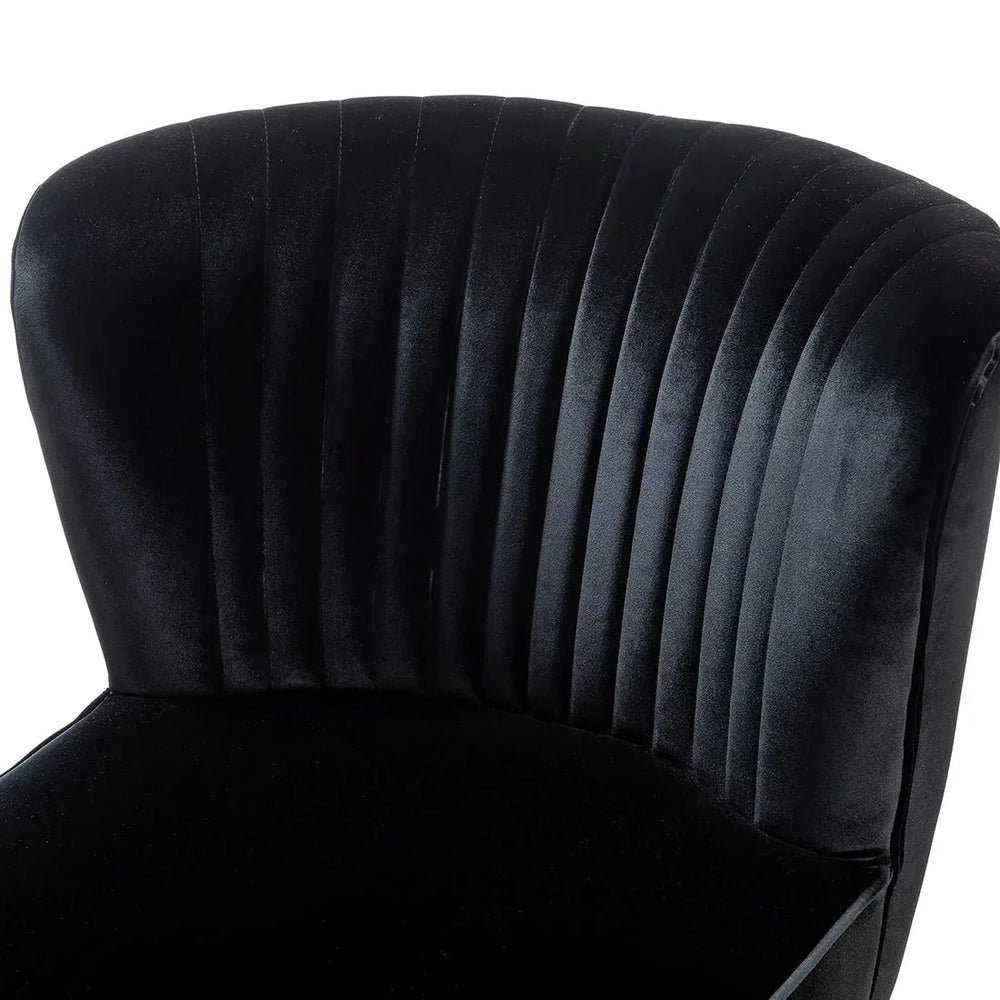 Classic Curved Back Black Velvet Lounge Chair - All India Decor