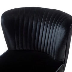 Classic Curved Back Black Velvet Lounge Chair