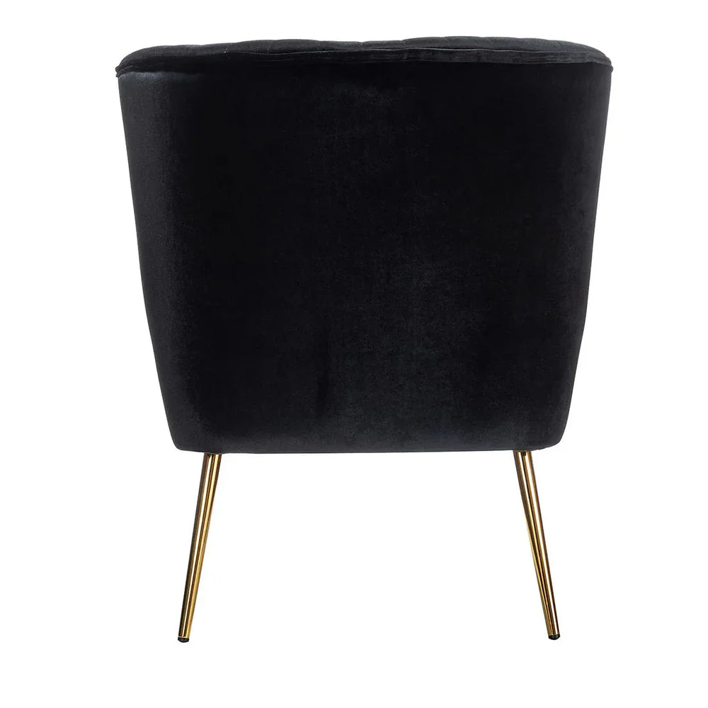 Classic Curved Back Black Velvet Lounge Chair - All India Decor