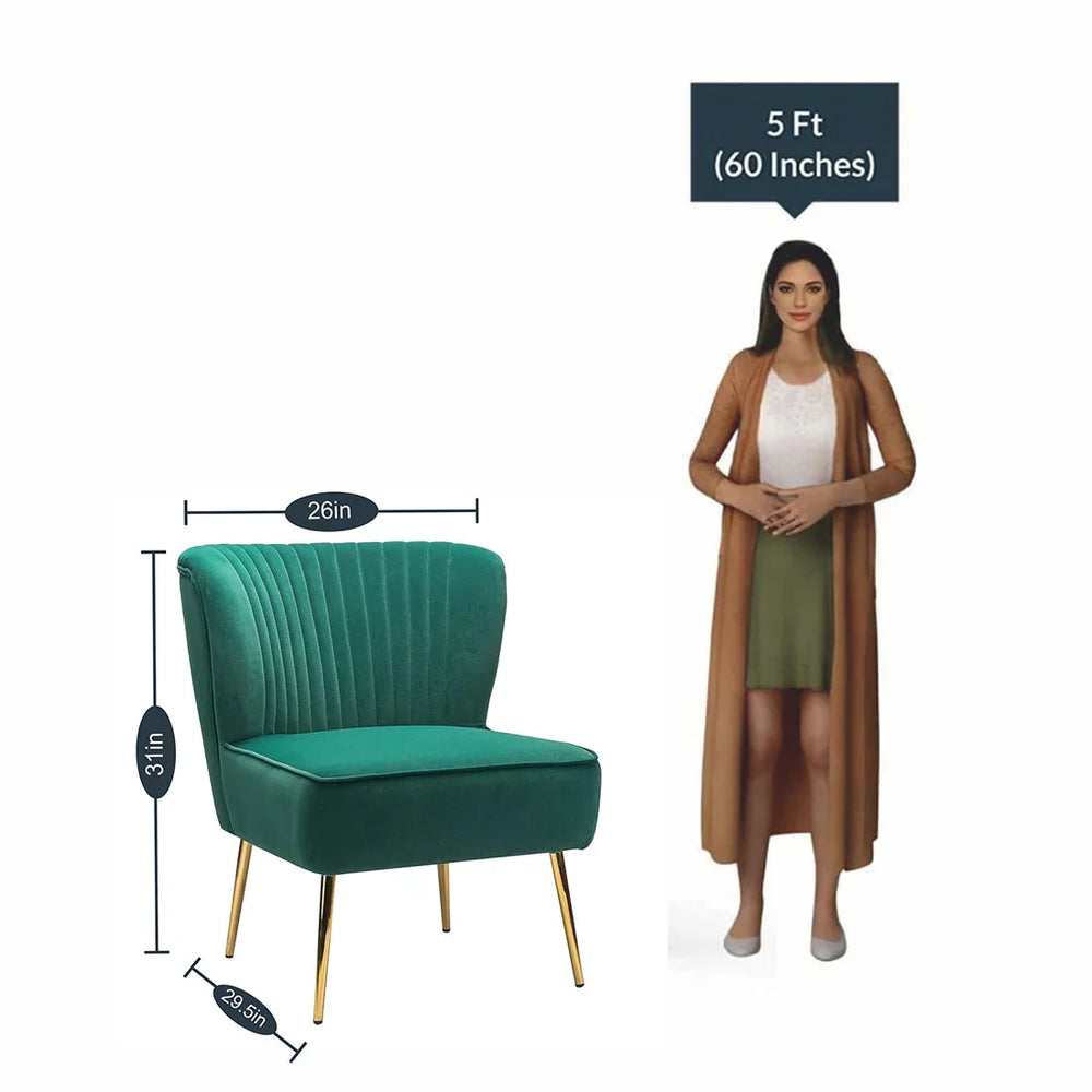 Classic Curved Back Teal Velvet Lounch Chair - All India Decor