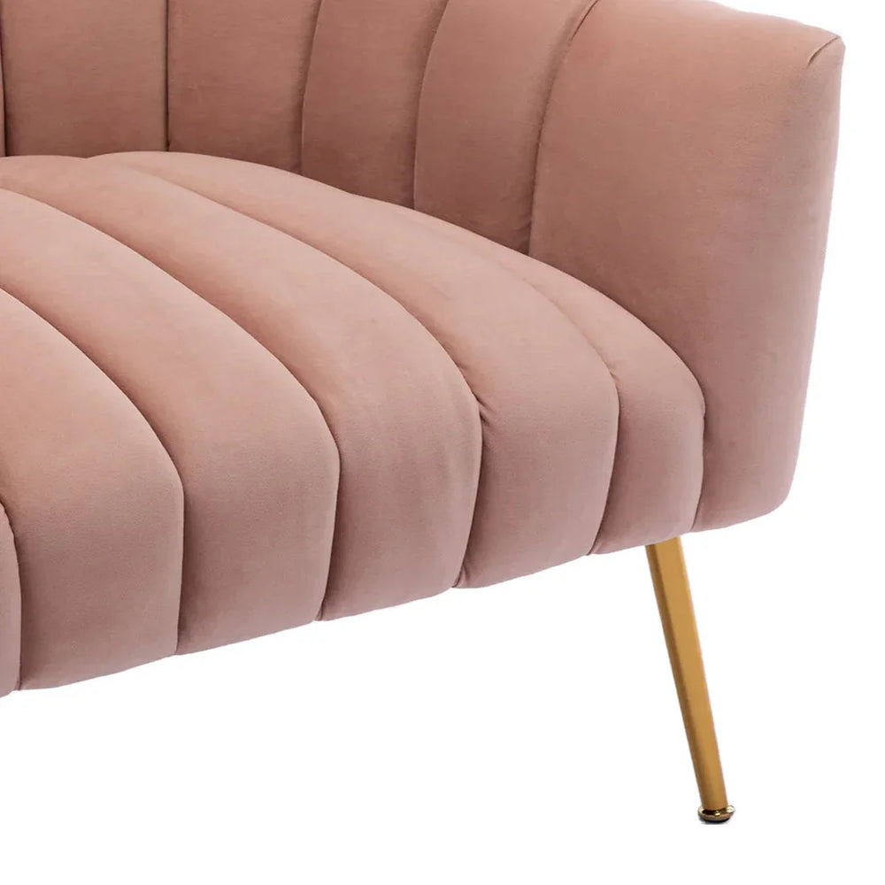 Vertical Channel Tufted Pink Velvet Lounge Chair - All India Decor