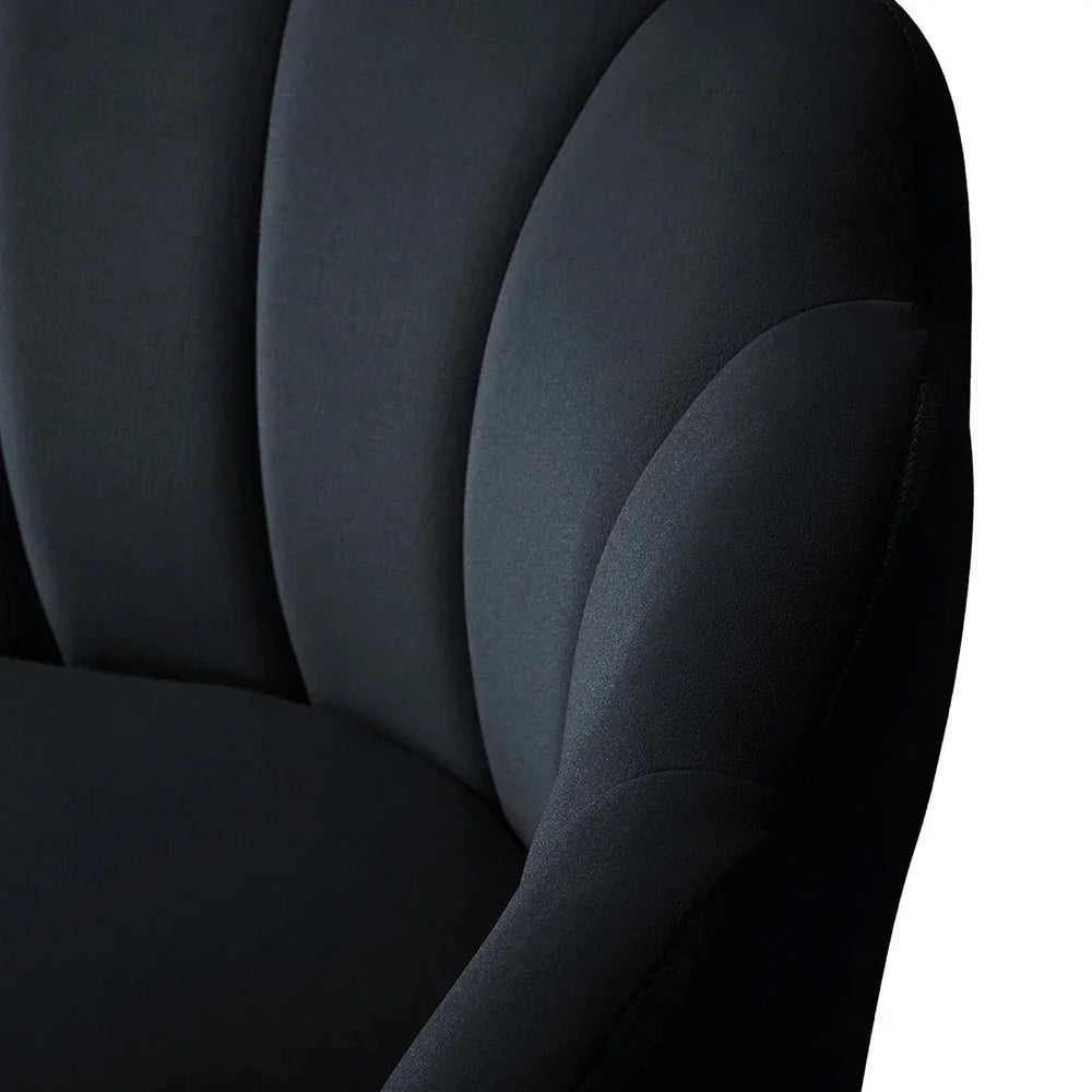 Shell Motif Luxury Black Velvet Lounge Chair - All India Decor