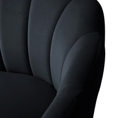 Shell Motif Luxury Black Velvet Lounge Chair