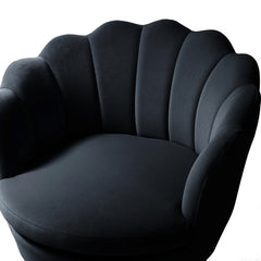 Shell Motif Luxury Black Velvet Lounge Chair