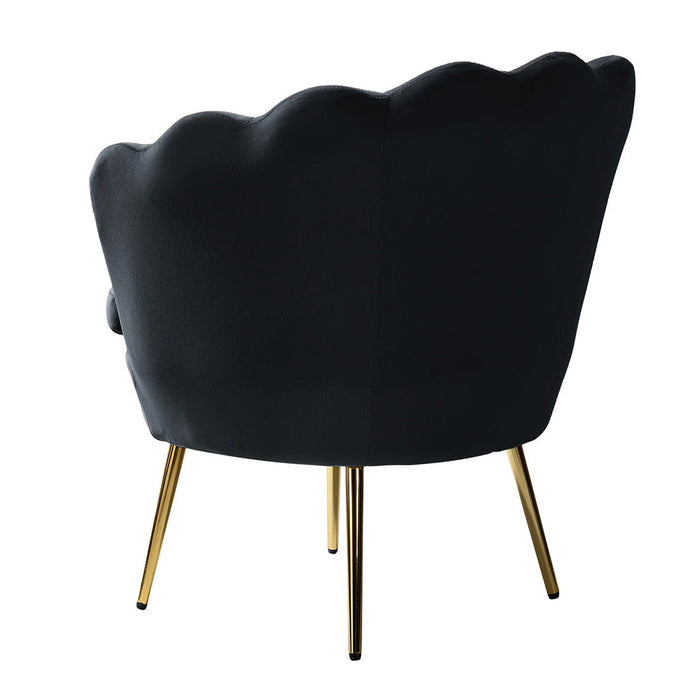 Shell Motif Luxury Black Velvet Lounge Chair