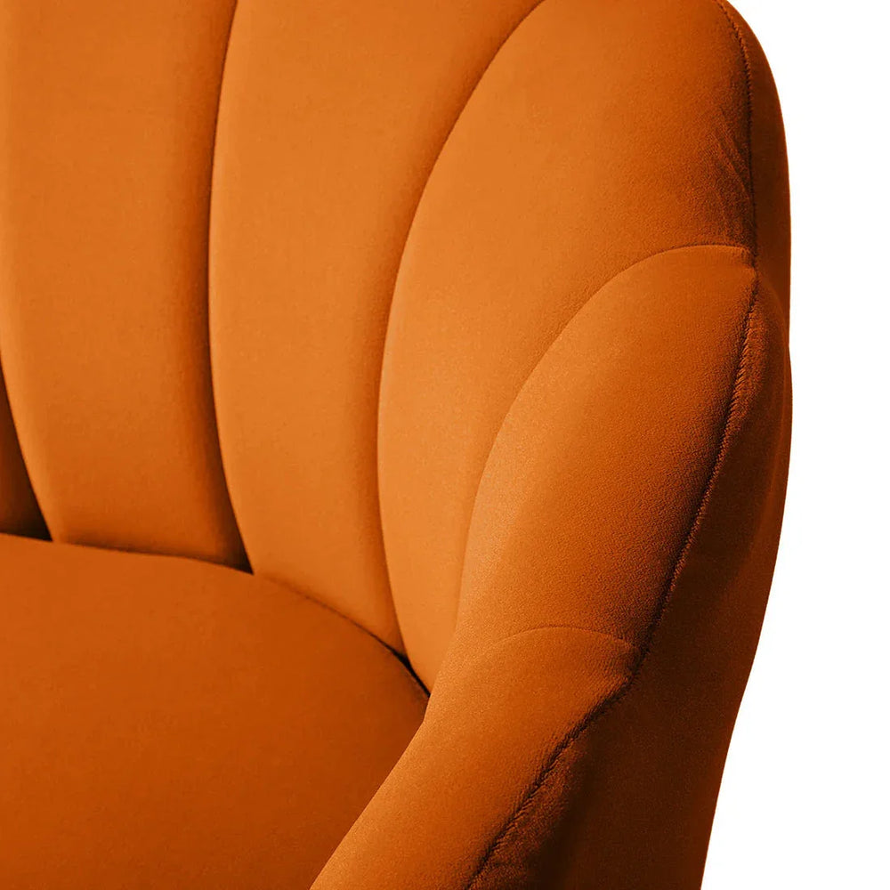 Shell Motif Luxury Mustard Velvet Lounge Chair - All India Decor