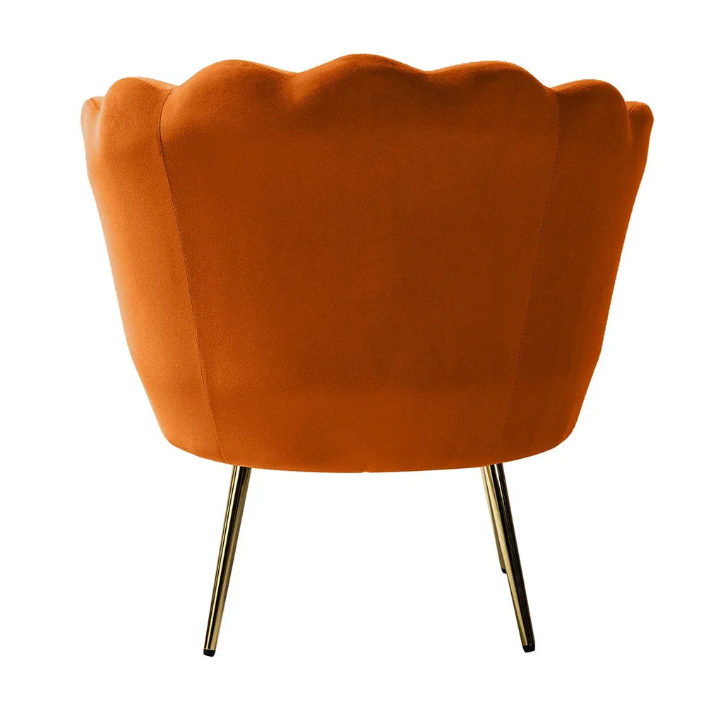 Shell Motif Luxury Mustard Velvet Lounge Chair - All India Decor