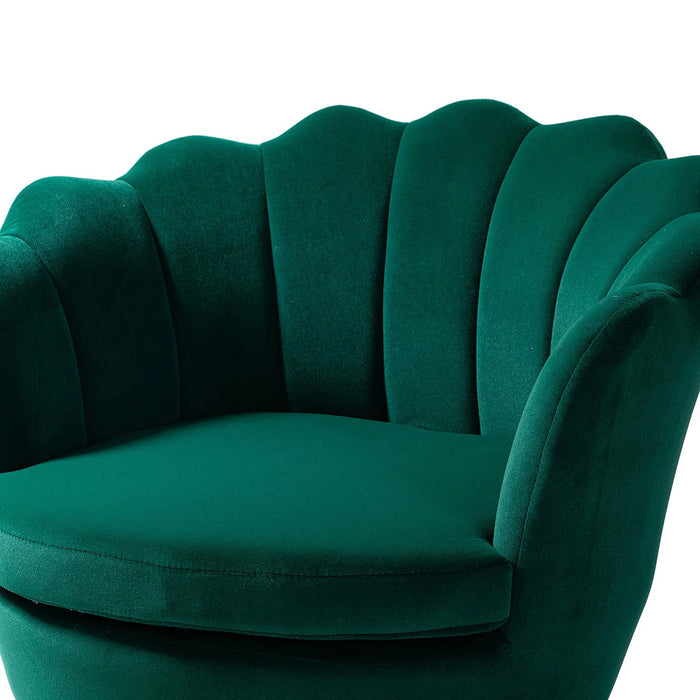 Shell Motif Luxury Green Velvet Lounge Chair