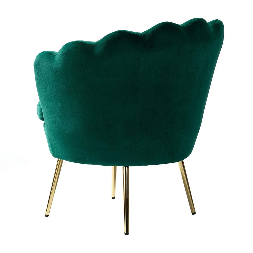 Shell Motif Luxury Green Velvet Lounge Chair - All India Decor