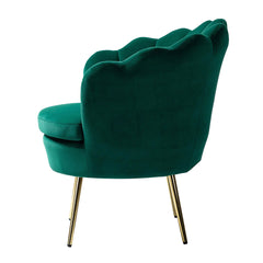 Shell Motif Luxury Green Velvet Lounge Chair