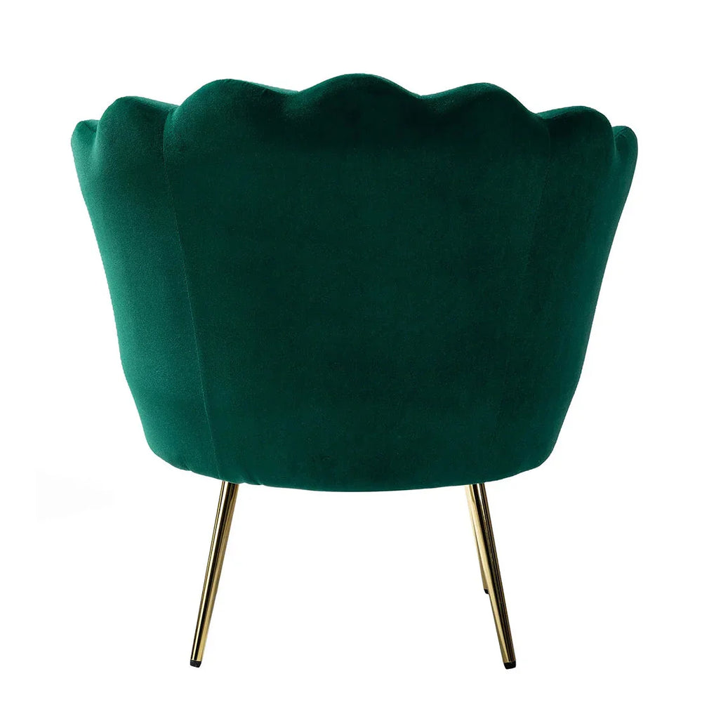 Shell Motif Luxury Green Velvet Lounge Chair - All India Decor