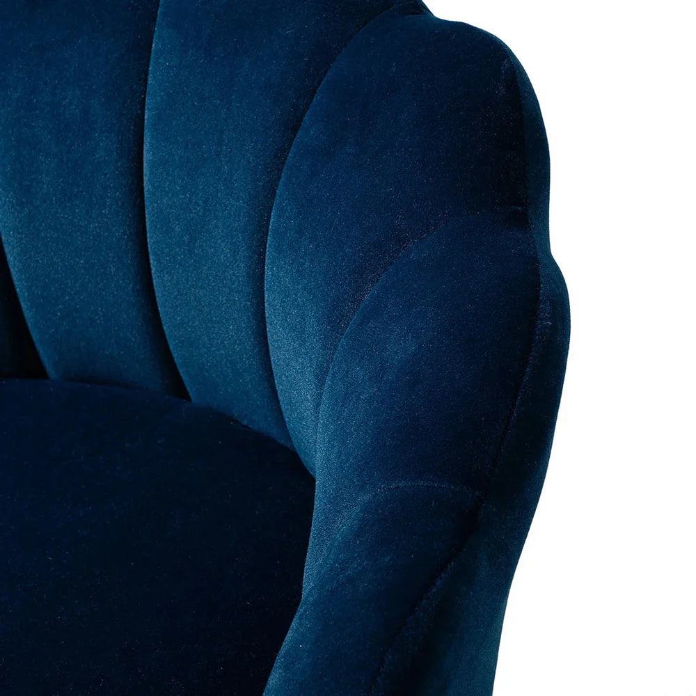 Shell Motif Luxury Blue Velvet Lounge Chair - All India Decor