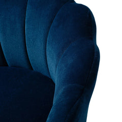 Shell Motif Luxury Blue Velvet Lounge Chair