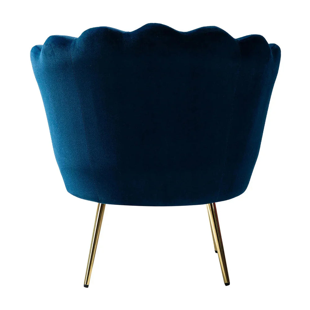 Shell Motif Luxury Blue Velvet Lounge Chair - All India Decor