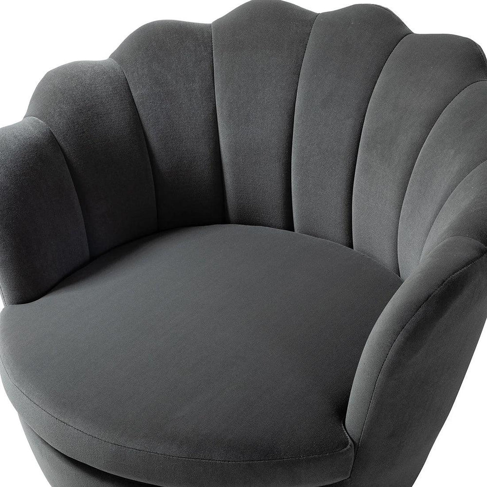 Shell Motif Luxury Grey Velvet Lounge Chair - All India Decor